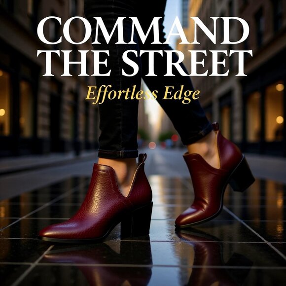 Journee Collection Shoes - NWB ~ Sz 7 Block Heel! Brown Slip-On Ankle Booties ~ Journee Collection "Terri"